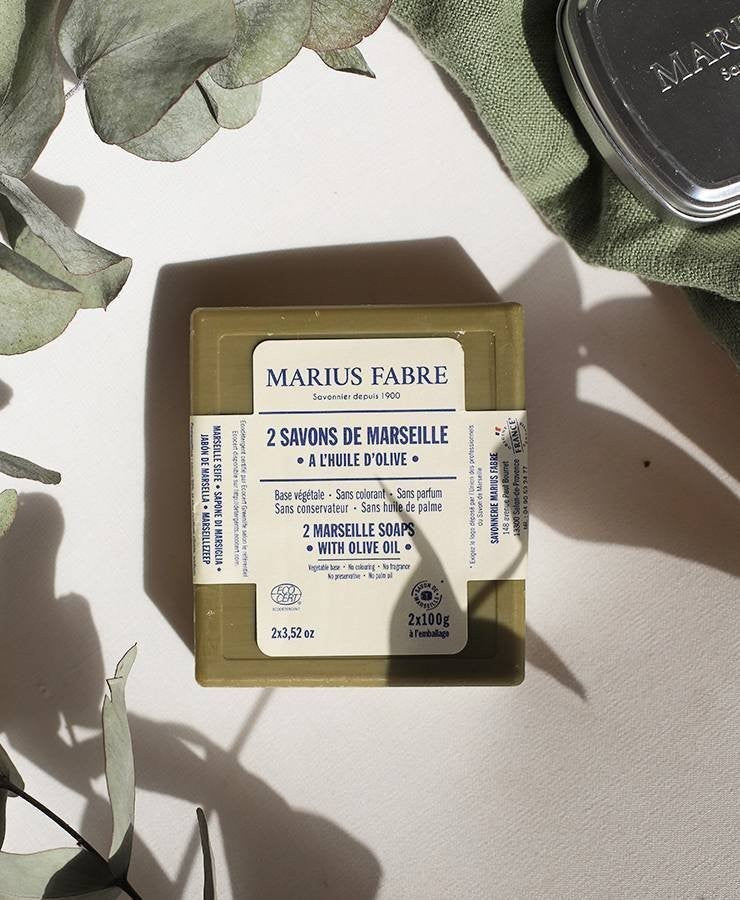 Olive Oil Marseille Soap Bars Set of 2 - Palm-Free, Fragrance-Free