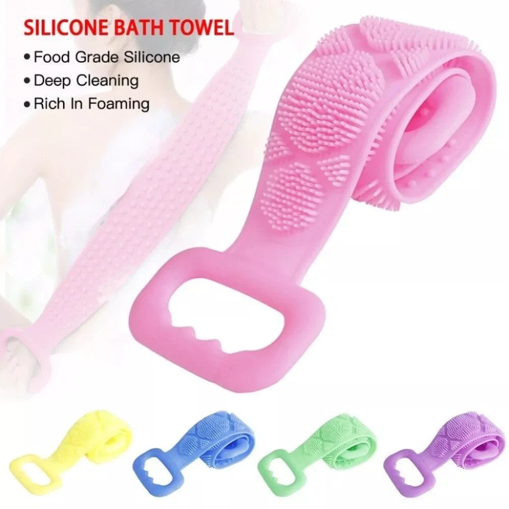 Silicone Back Scrubber Double Sided Bathing Brush for Skin Exfoliation