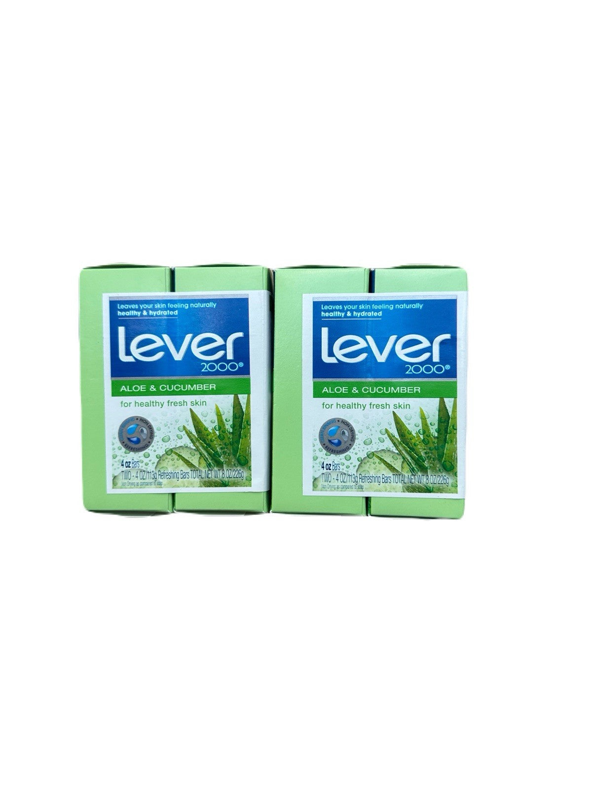 Lever 2000 Aloe & Cucumber Bar Soap - 4 Bars, 4oz Old Formula, Made in USA