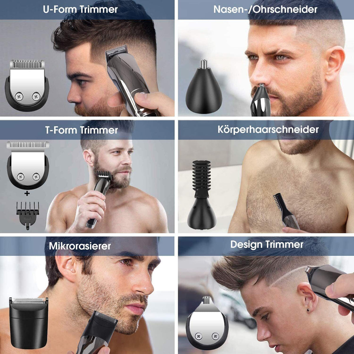 Cordless Men’s Hair Clippers & Trimmer Kit with 6 Attachments & LCD Display