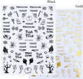 Halloween Nail Stickers Set - Cross Bat Witch Pumpkin Skull Spider Decals for DIY Nail Art