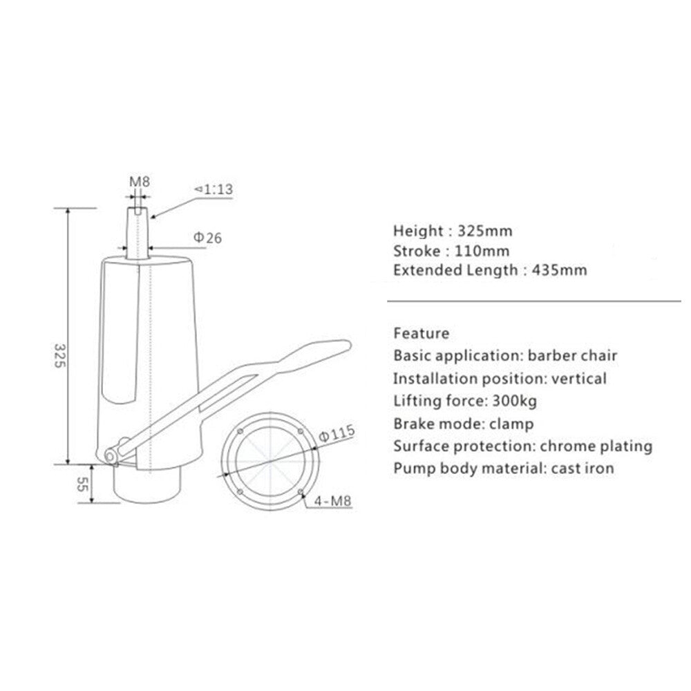 Heavy Duty Hydraulic Pump for Barber & Salon Chairs with 23 Inch Base