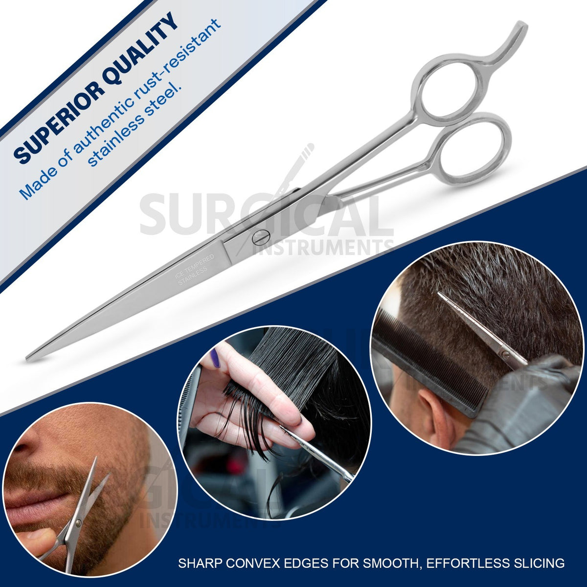 Hair Cutting Scissors 6.5 Inch Professional Barber Shears - ICE Tempered German Grade