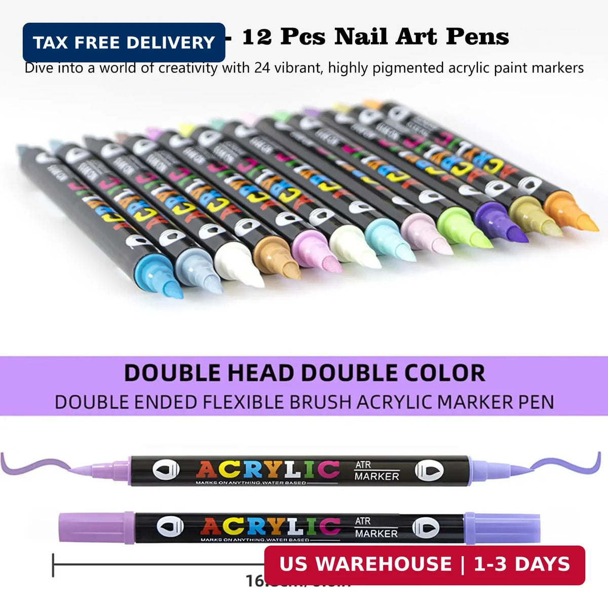 12PCS Dual-Ended Nail Art Pen Set - Quick-Drying Vibrant Colors for DIY & Salon Manicure