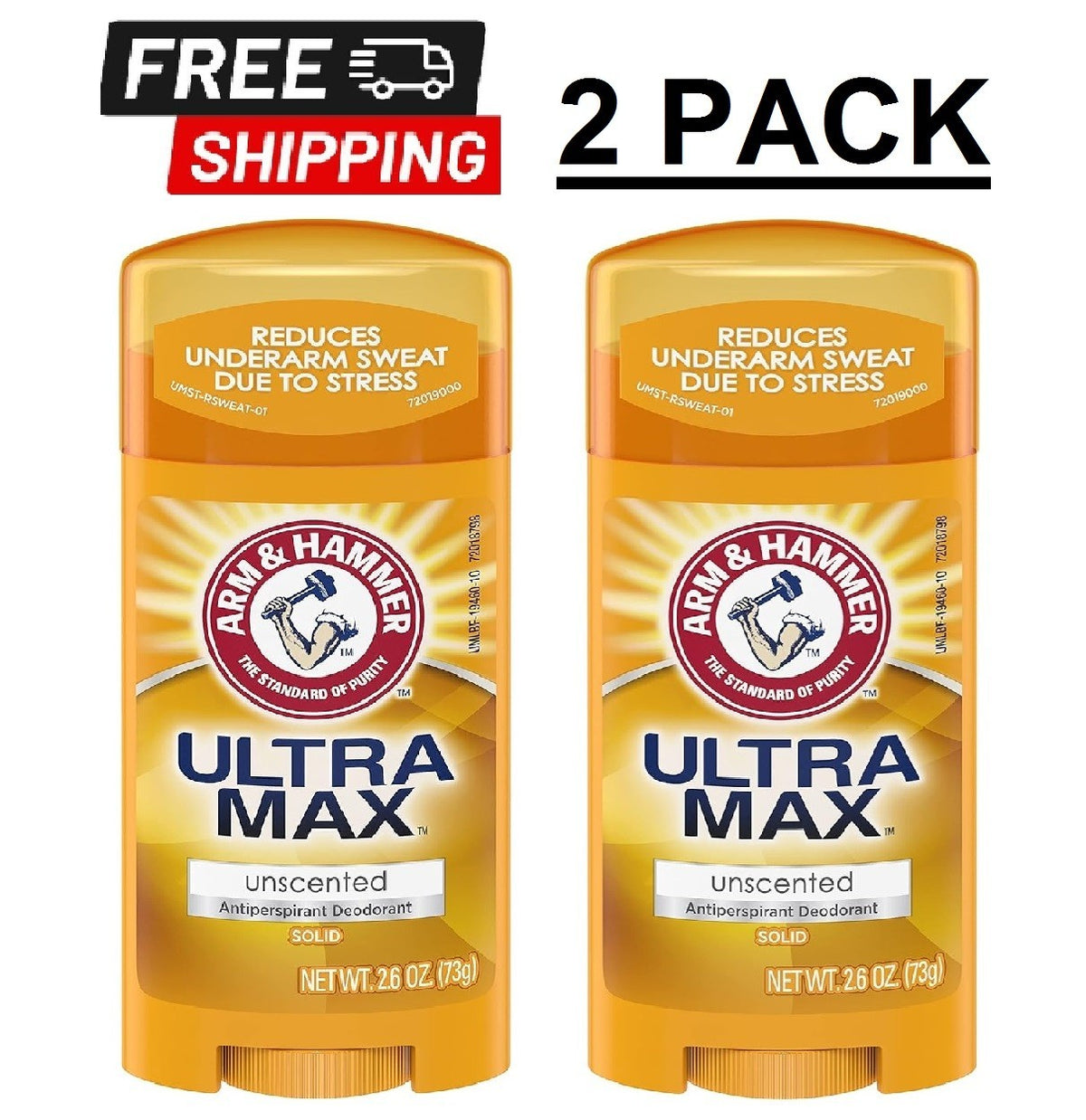 Unscented Deodorant Stick 2.6 Oz - Long-Lasting Odor Protection, 2 Pack