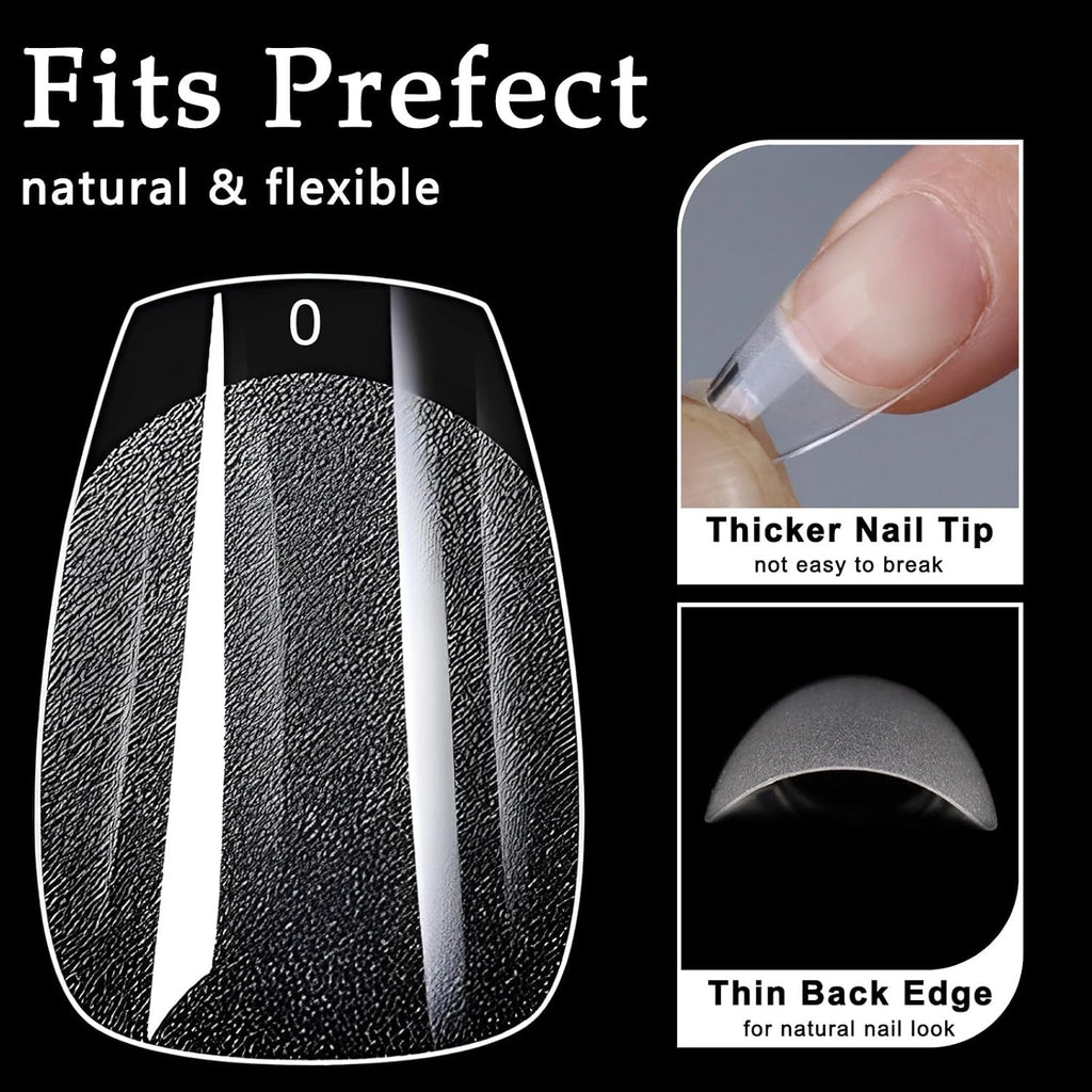 600Pcs Short Coffin Gel Nail Tips, Clear Fake Nails for Manicure & Extensions