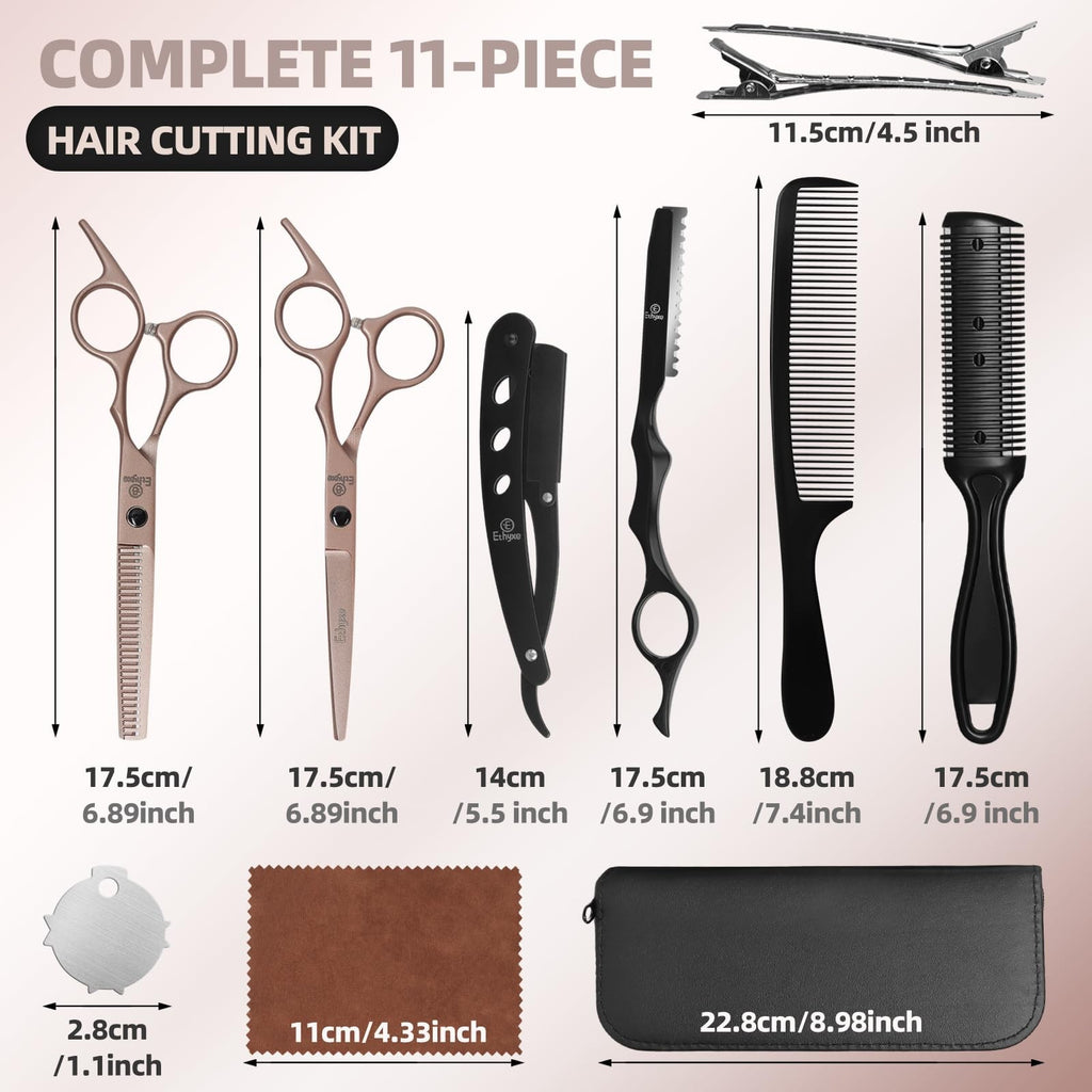 Professional Hair Cutting Scissors Thinning Shears Kit for Salon & Home Use