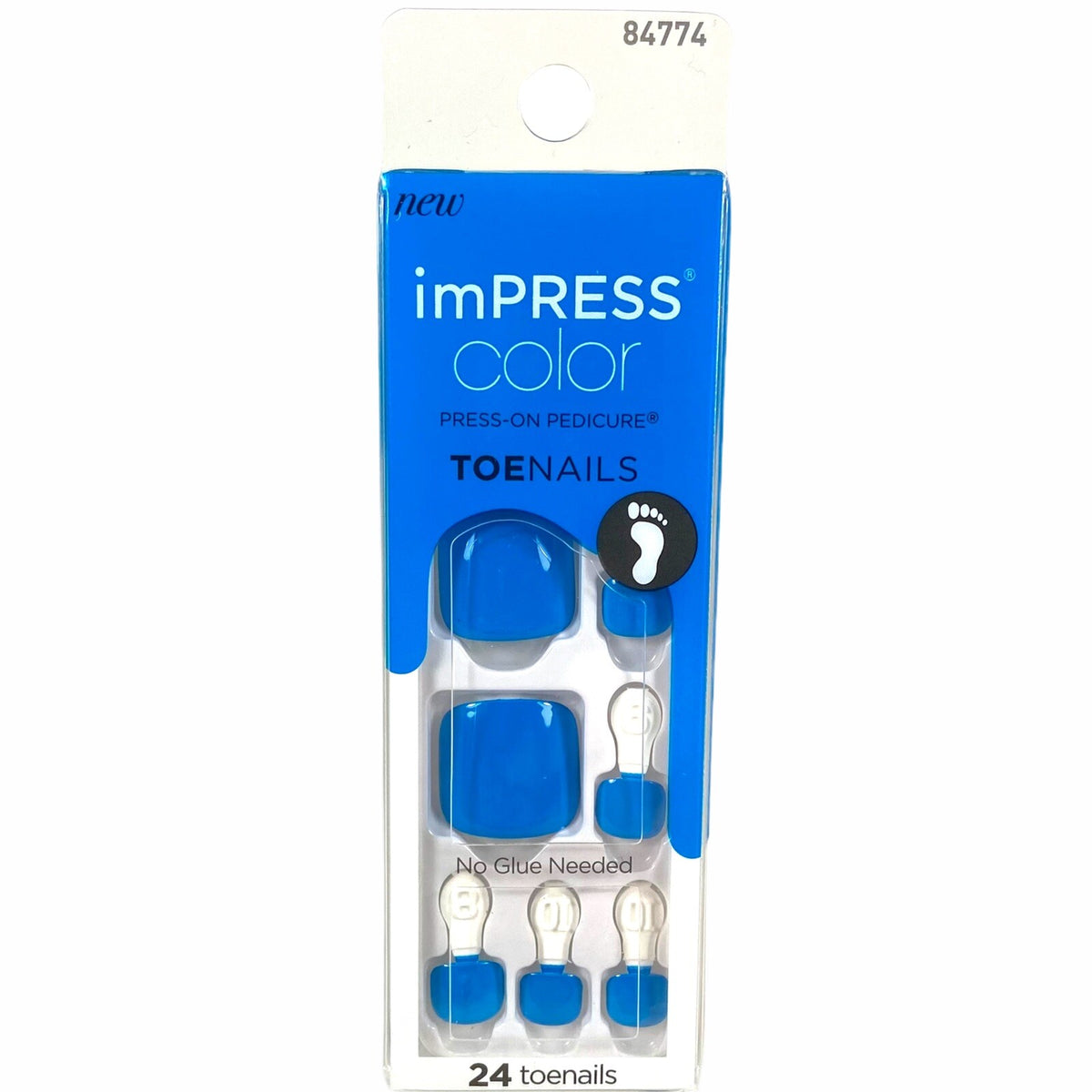 Press On Pedicure Toe Nails - Solid Blue Gel Fake Nails for Feet