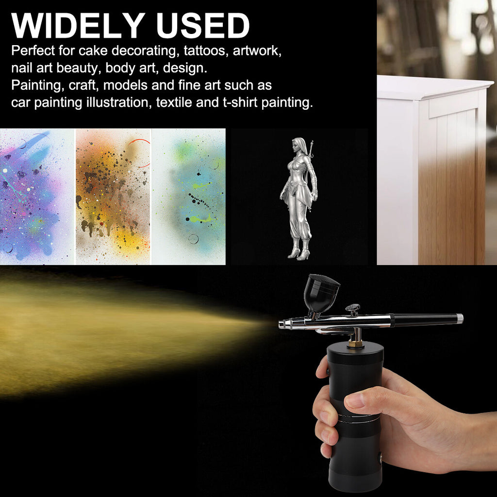 Portable Airbrush Kit for Art and Nails - Mini Air Compressor 7.4V, Aluminum