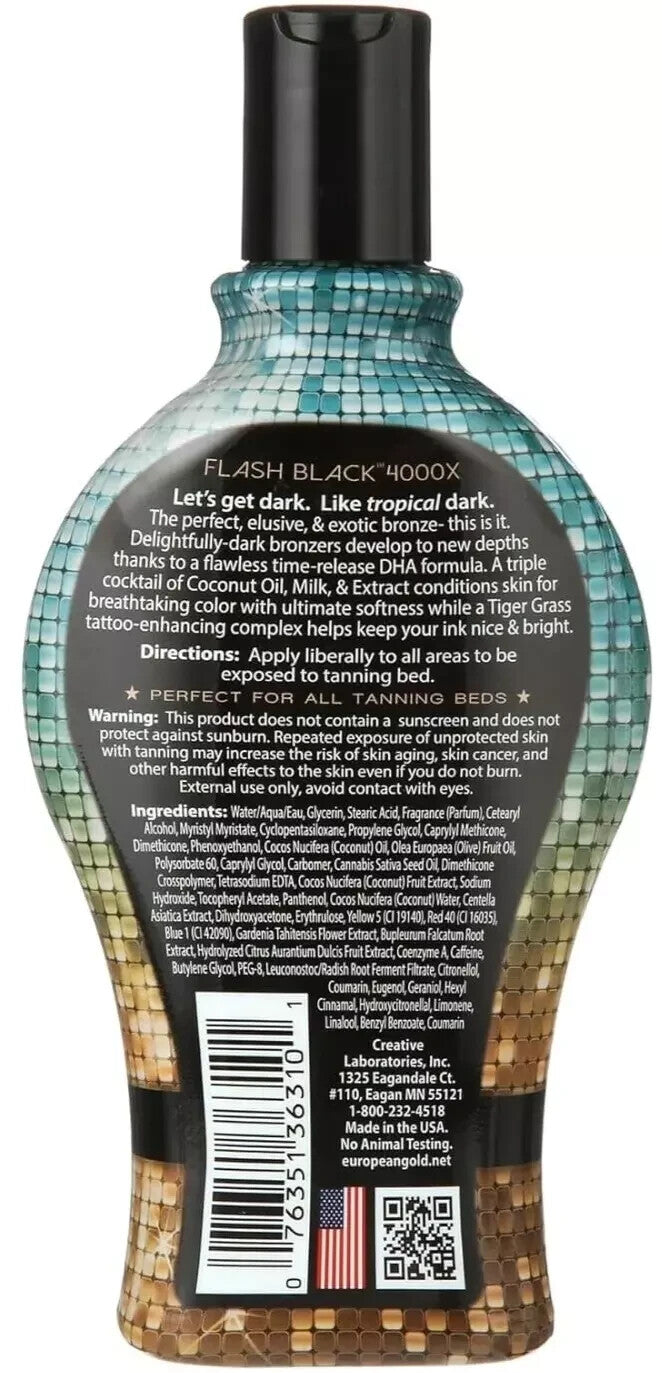 European Gold FLASH BACK 4000X Indoor Tanning Lotion - 12oz, Tattoo & Skin Enhancer