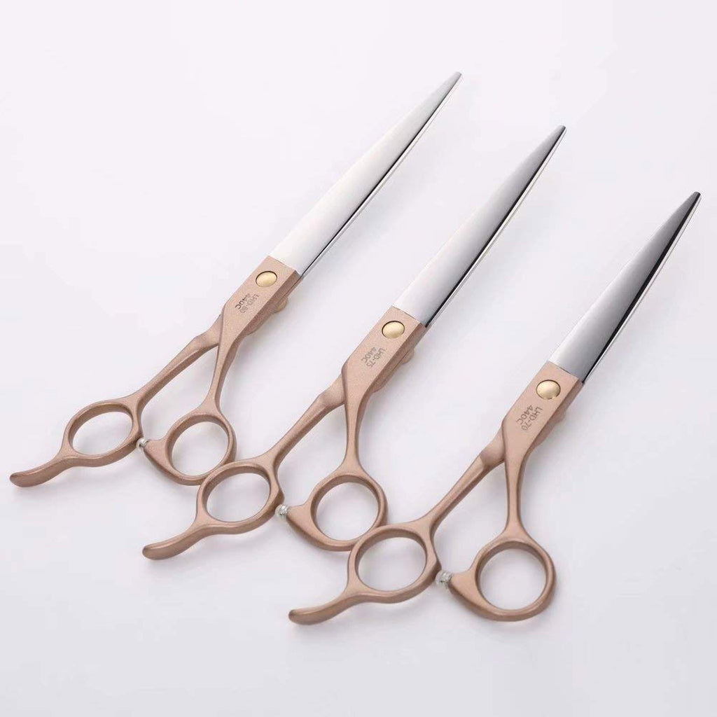 Dog Grooming Scissors 7-Inch Stainless Steel Pet Shears with Rose Gold Finish