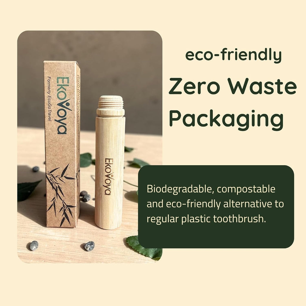 Bamboo Screwable Travel Toothbrush with Case - Soft BPA-Free Bristles