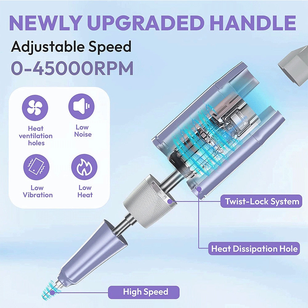 Rechargeable Electric Nail Drill Machine 45000 RPM for Manicure & Pedicure