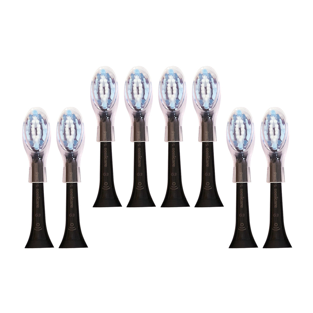 8 Pack Philips Sonicare DiamondClean G3 Replacement Heads - Black, Standard Size