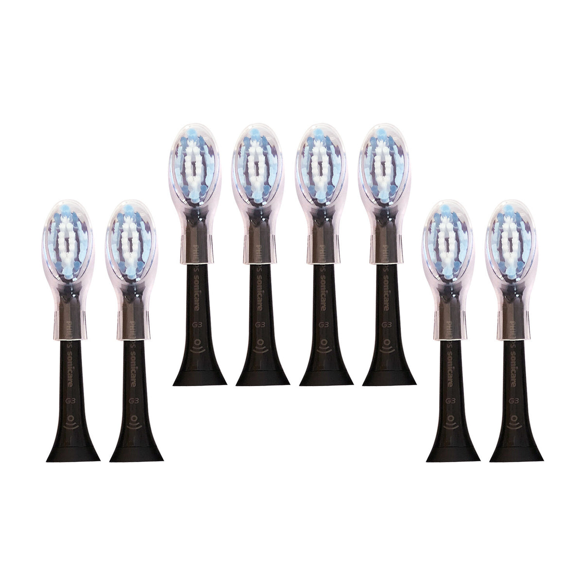8 Pack Philips Sonicare DiamondClean G3 Replacement Heads - Black, Standard Size