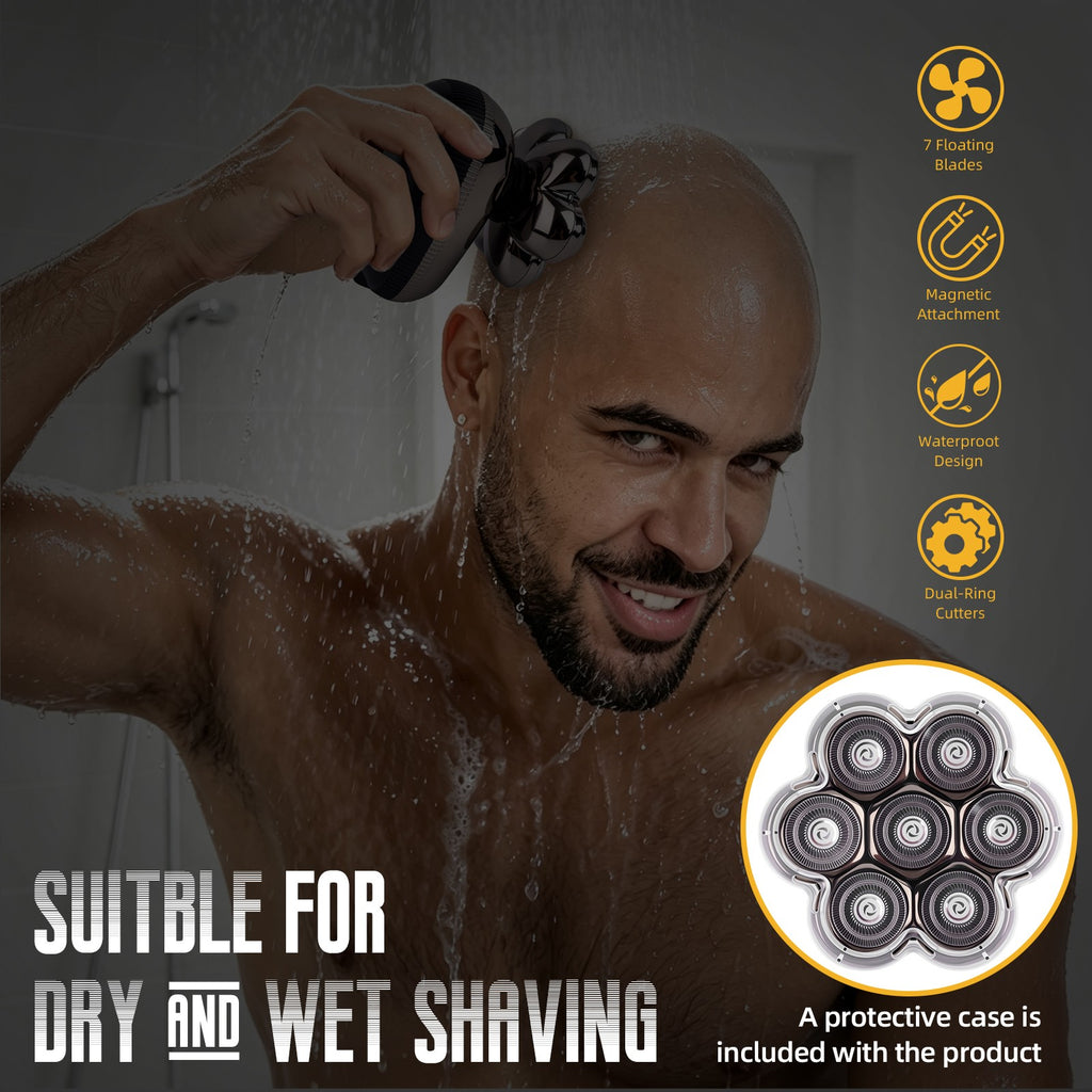 Waterproof Rotary Shaver Replacement Heads 7D Double Ring Razor Blades