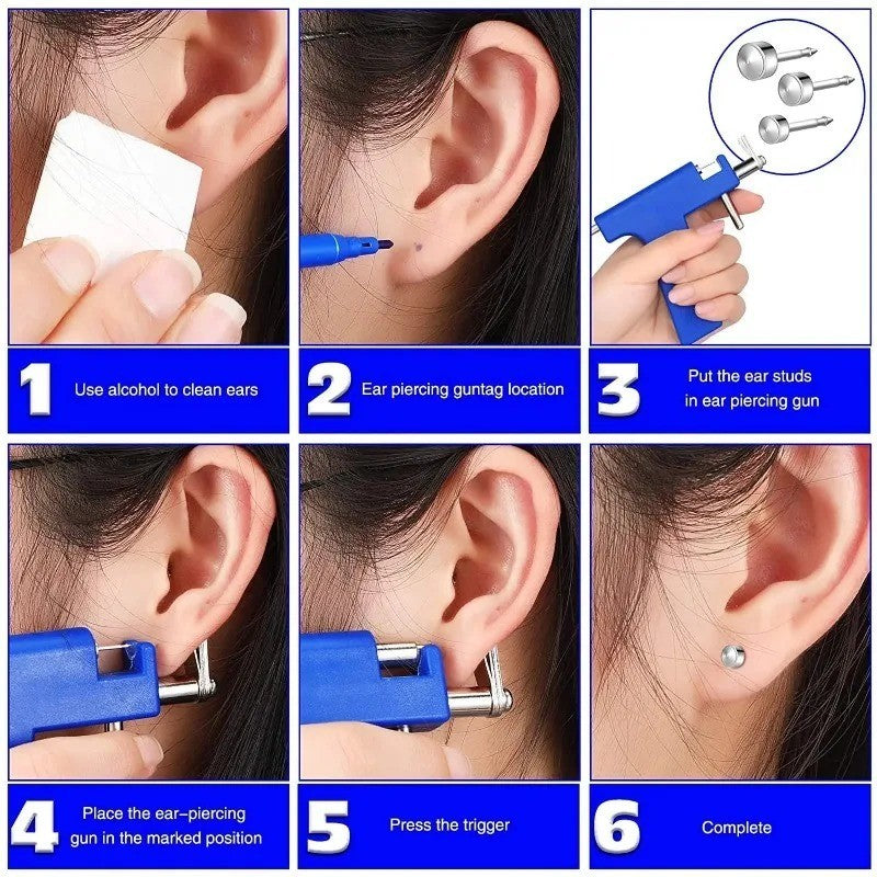 Professional Ear Piercing Gun Kit with 98 Studs – DIY Body Jewelry Tool