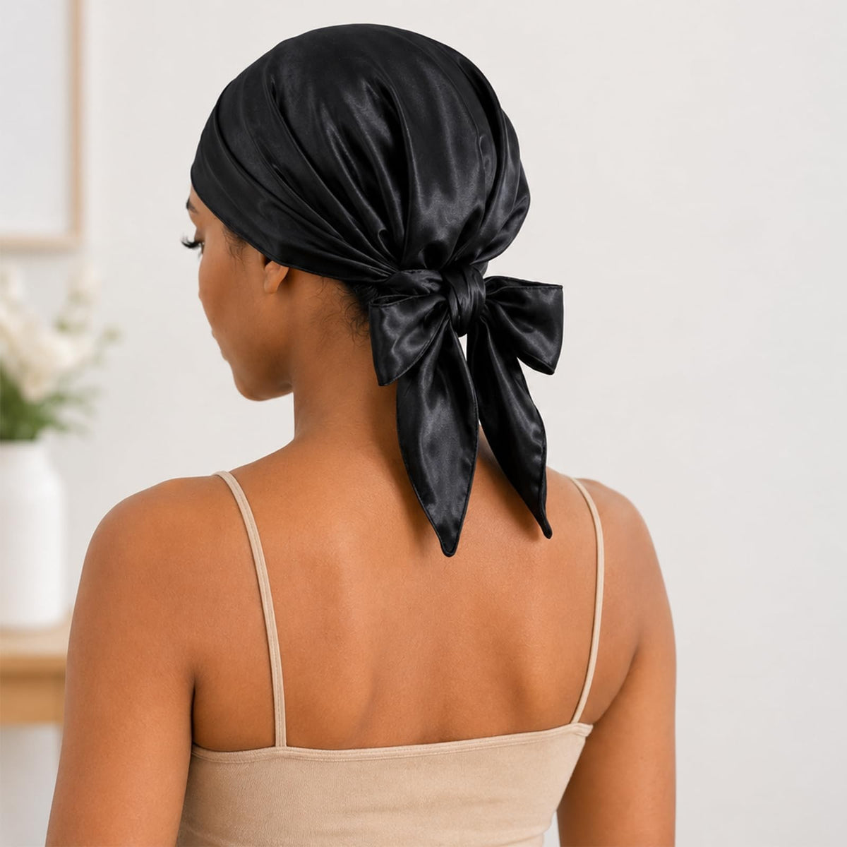 Silk Press Wrap Cap - Satin Hair Wrap for Protective Styling
