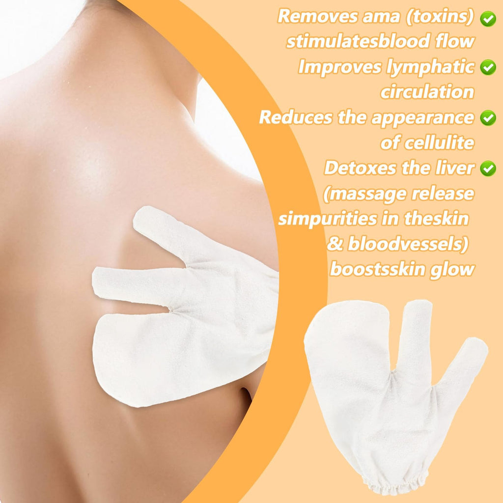 Raw Silk Exfoliating Gloves for Skin Massage - 2 Pack, Ayurvedic Self-Care