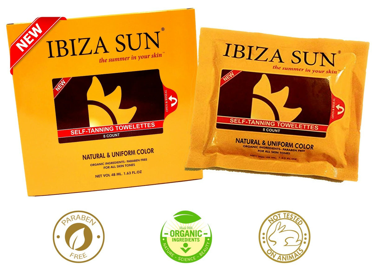 Organic Sunless Tanning Wipes - Self Tanner for Face & Body, 8 Count