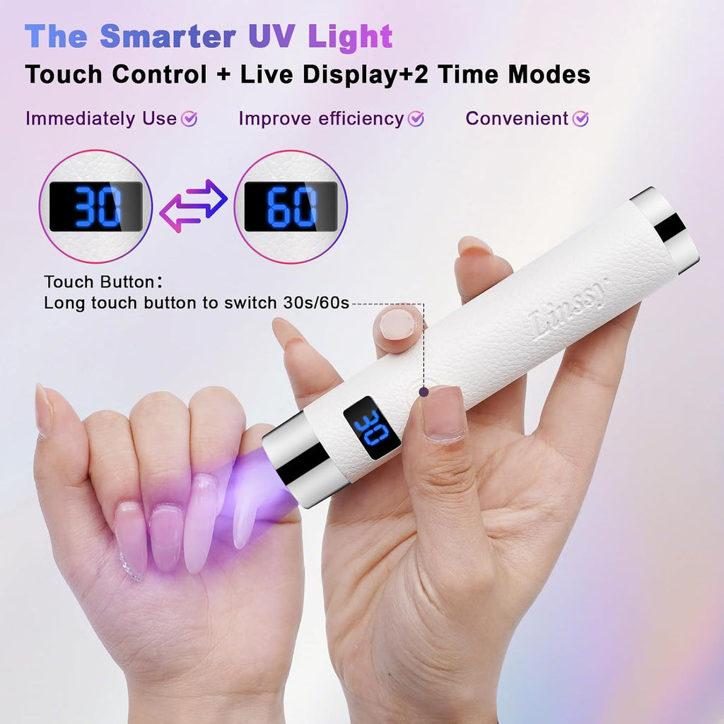 Mini UV Nail Lamp with Auto Sensor & Gooseneck Stand - Portable Gel Curing Light