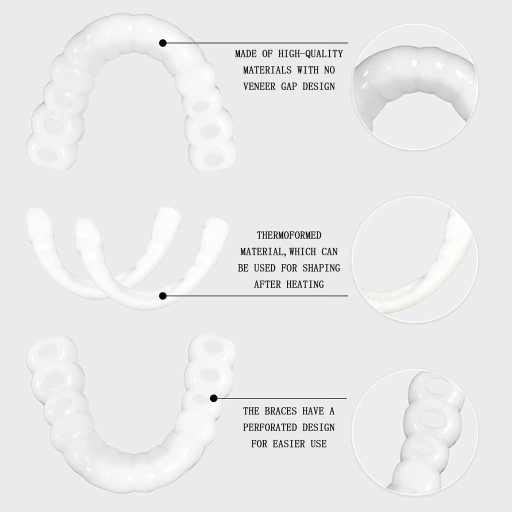 Snap-On Veneers Fake Teeth Kit for Women & Men - 2 Pieces Smile Enhancer