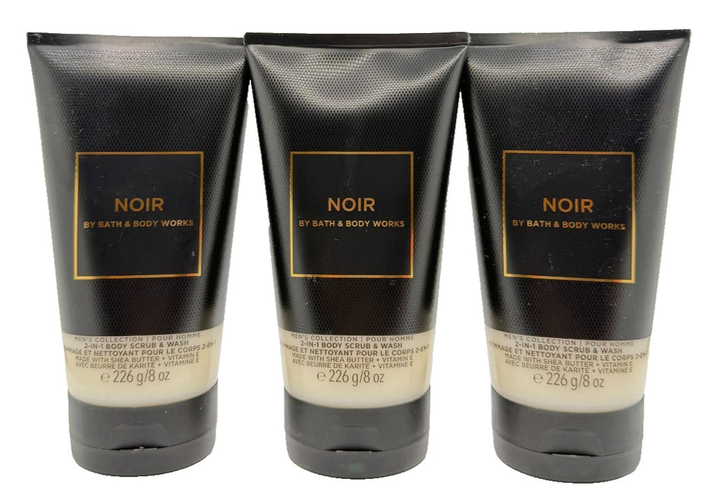 Bath & Body Works Men's Noir 2-in-1 Body Scrub & Wash Set - 3 Tubes, 8 oz Each