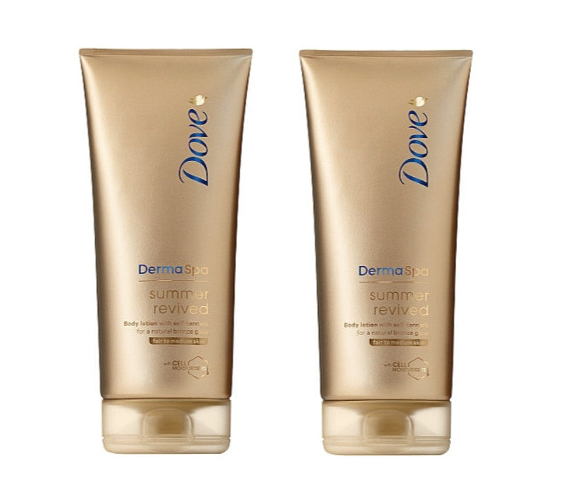 Dove Derma Spa Summer Revived Self-Tanning Body Lotion - Fair to Medium, Pack of 2