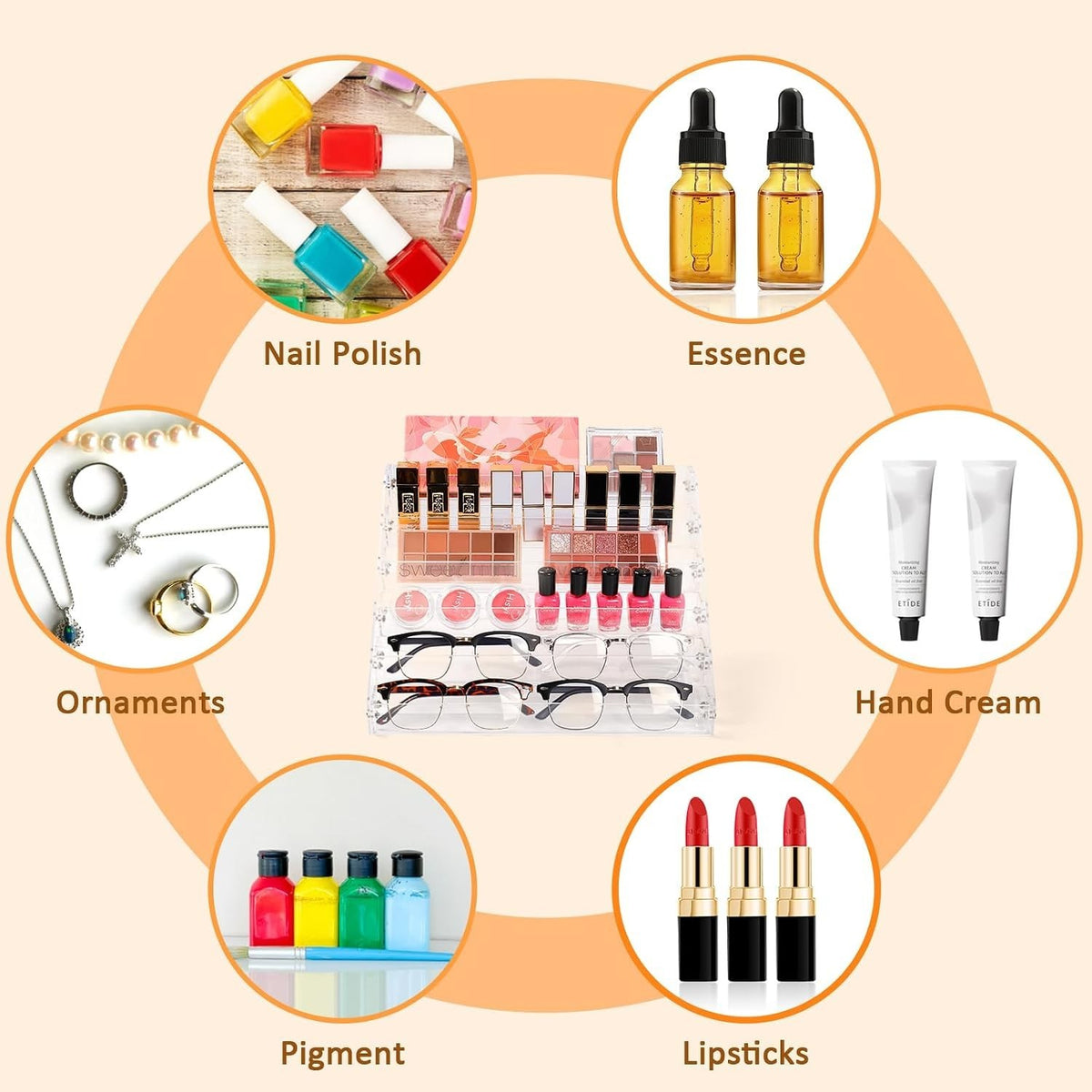 Multi-Layer Nail Polish Organizer Wall-Mount Storage Case Clear Acrylic