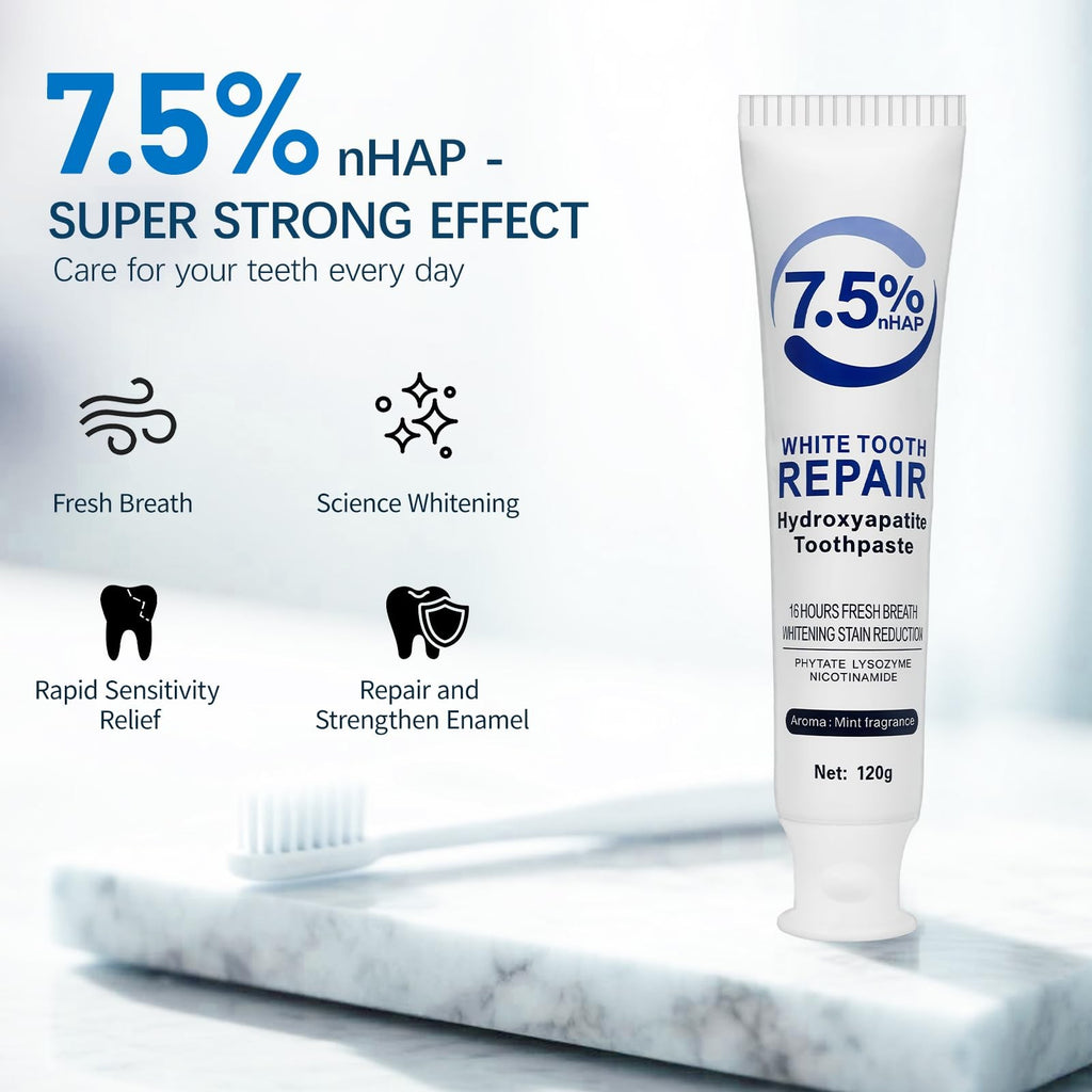 Nano Hydroxyapatite Toothpaste for Adults - Fluoride-Free Enamel Strengthening, Sensitive Relief & Fresh Breath Pack of 2