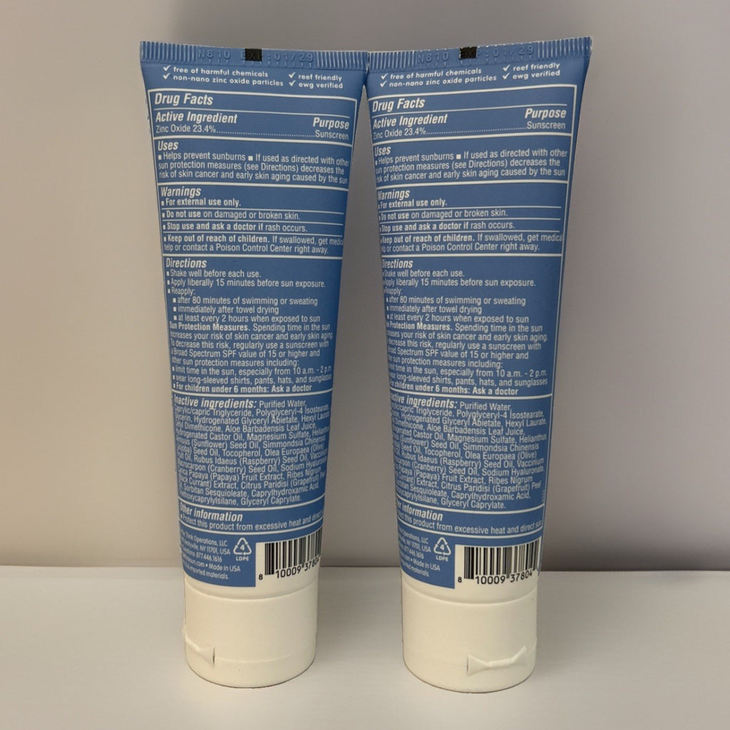 Mineral Sunscreen SPF 50 - Clear Zinc SPF 50 Sunblock 3 Oz 2 Pack