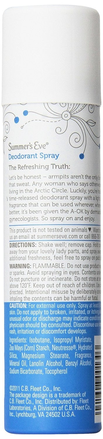 Feminine Deodorant Spray with Vitamin E - Baby Powder Scent, 8-Pack