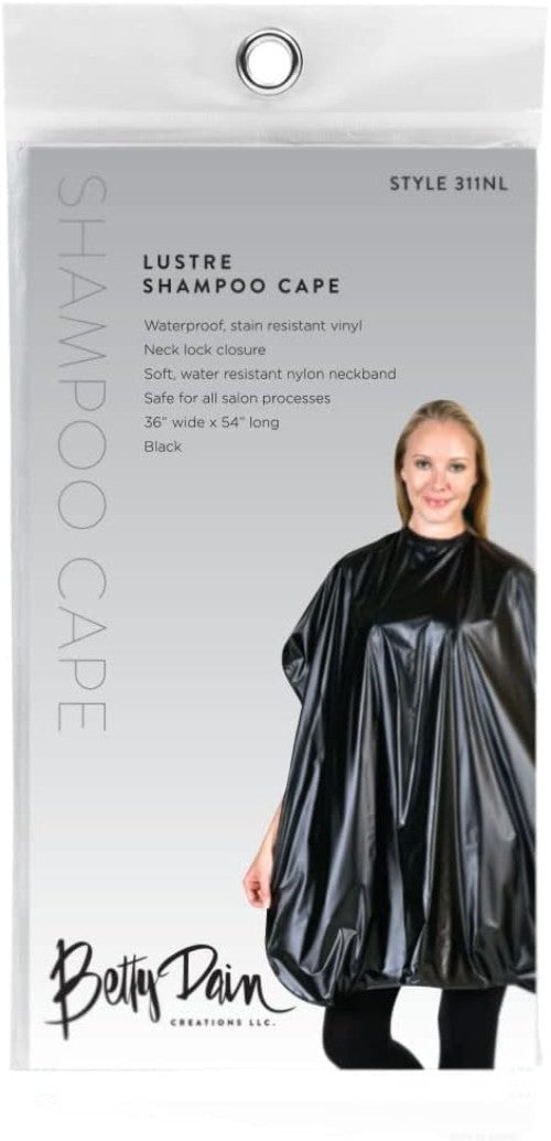 Waterproof Salon Shampoo Cape - Stain Resistant Vinyl, Black, 36x54 Inches
