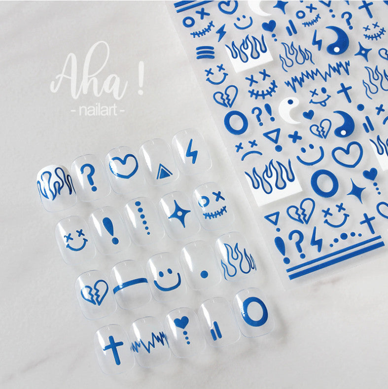 Flame Heart Love Star Sticker Sheet for Nail Art and Crafts - Multiple Colors