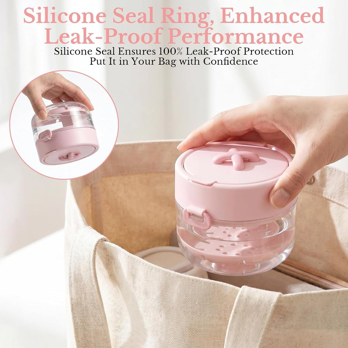 Denture and Retainer Cleaning Case with Auto-Lifting Strainer, Mirror & Brush