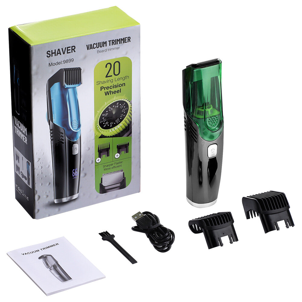 Rechargeable Vacuum Beard Trimmer for Men, Adjustable Length, Waterproof