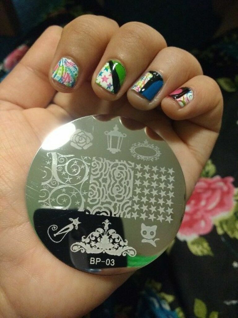 Nail Art Stamping Plate Black Cat Rose Theme for Manicure BP 03