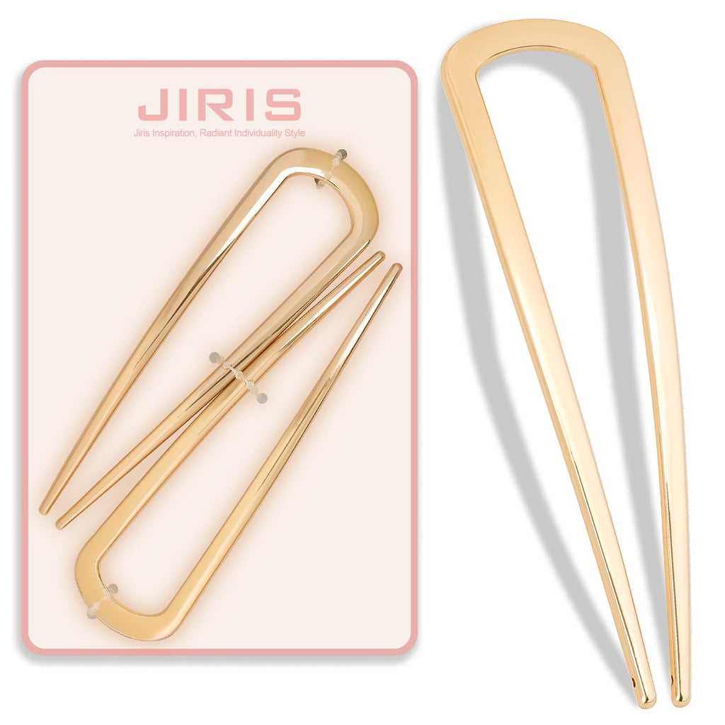 French Hair Pins U-Shaped Gold 2-Pack for Women & Girls - Elegant & Durable