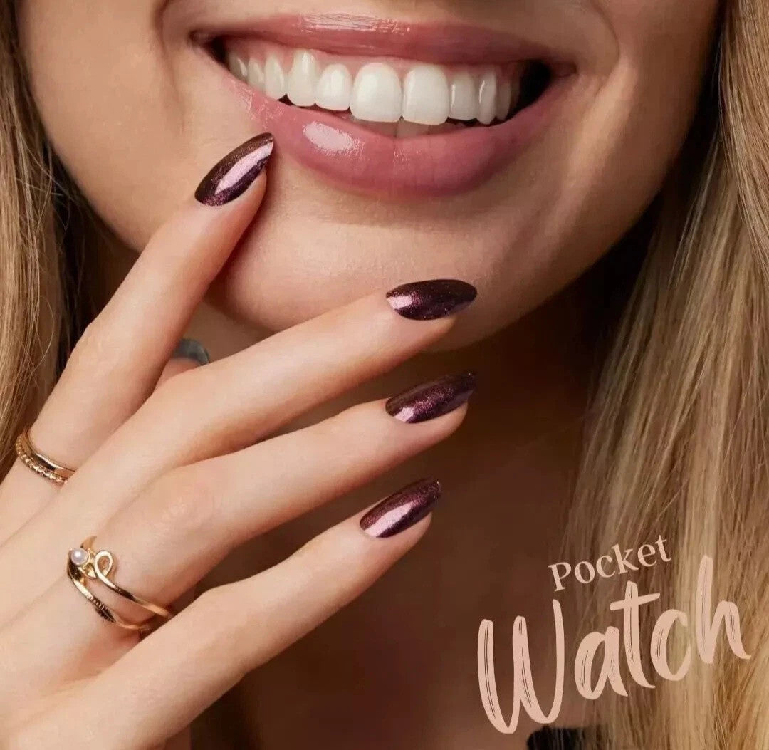 Nail Polish Strips - Deep Burgundy Wine Shimmer - 16 Double-Ended Sets