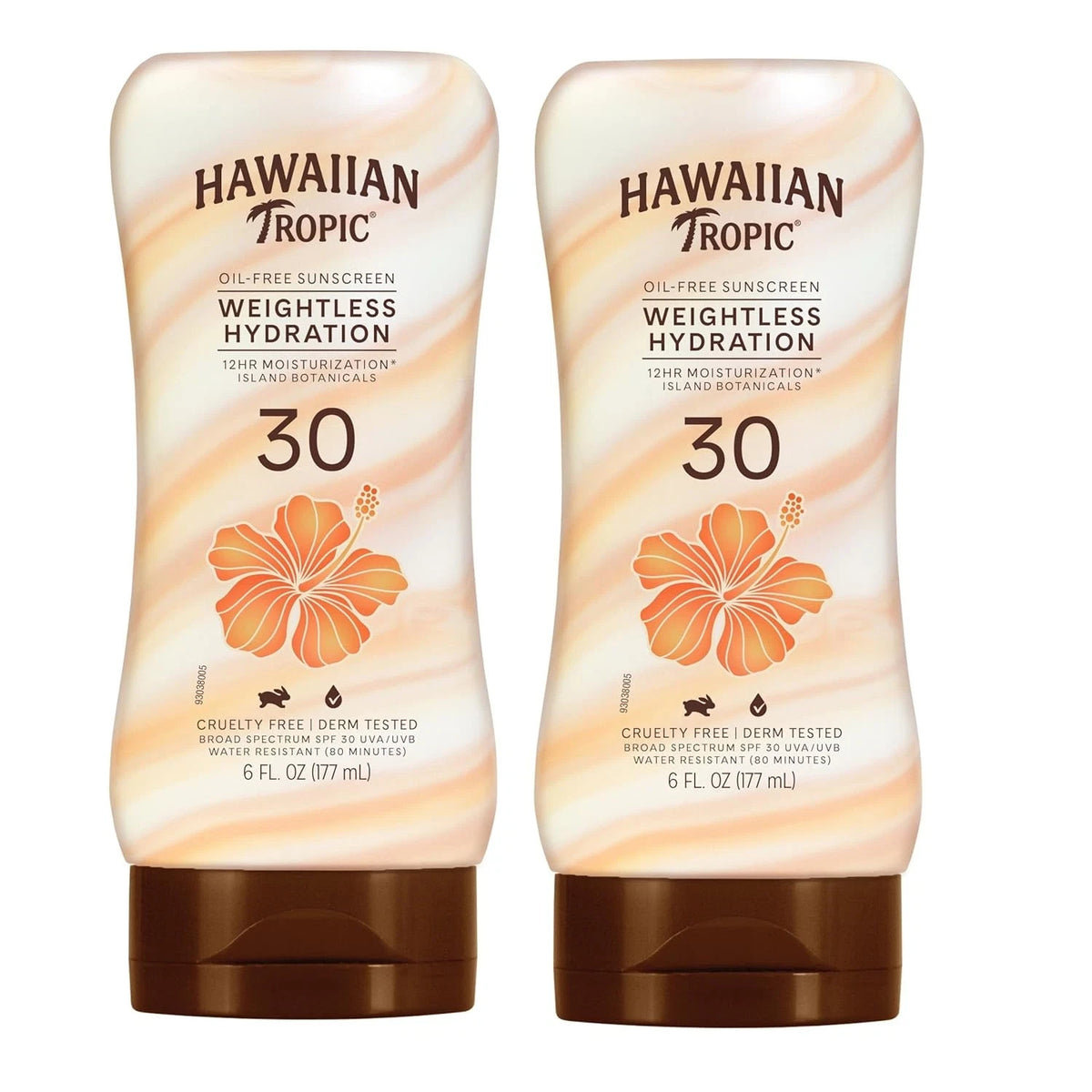 Hawaiian Tropic SPF 30 Weightless Hydration Sunscreen Lotion Twin Pack - Oil-Free, Oxybenzone-Free, 6oz Each