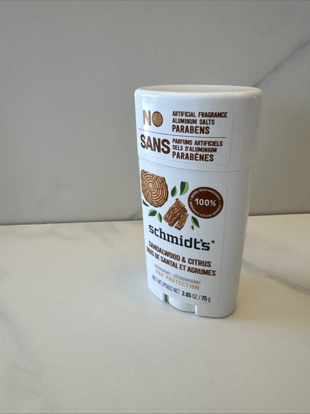 Natural Citrus & Sandalwood Deodorant Stick - 75g 48H Protection