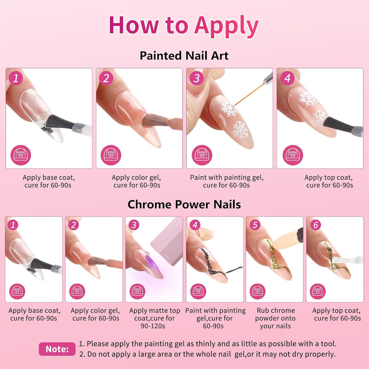 Nail Art Gel Paint Set - Black & White No Wipe Gel Polish for French Tips