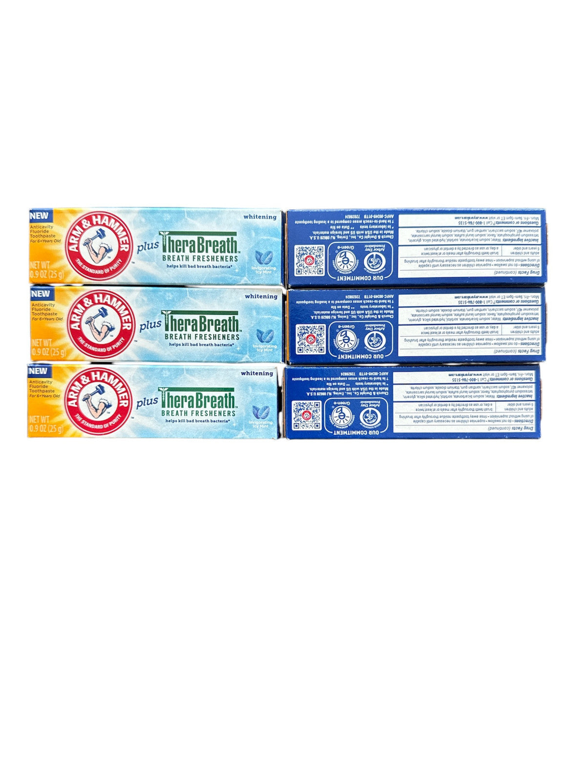 Pack of 6 Therabreath Whitening Icy Mint Toothpaste 0.9 oz - Fresh Breath & Smile