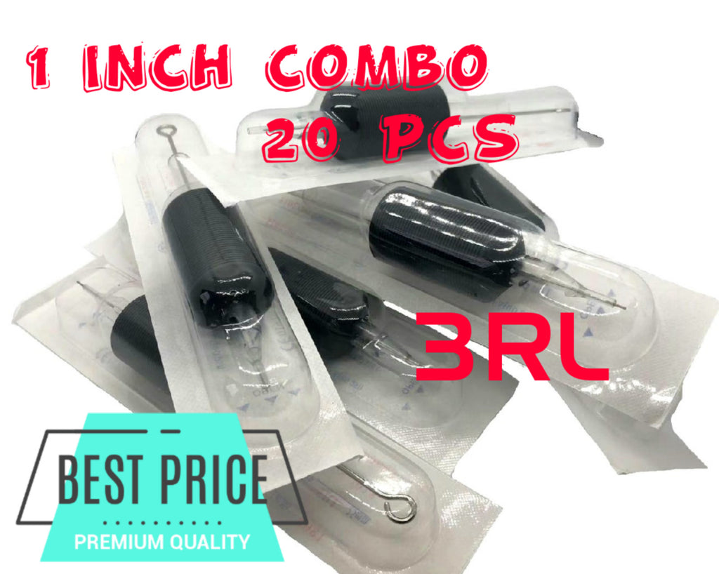 3RL Round Liner Disposable Tattoo Needle Tube Combo – 25mm Grip Box of 20