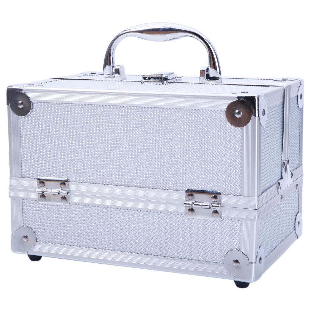 Aluminum Makeup Train Case with Mirror and Handle - Jewelry & Cosmetic Storage