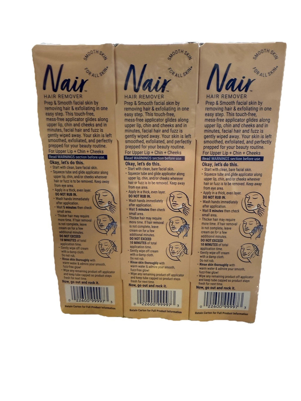 Nair Exfoliating Face Hair Removal Prep & Smooth - 3 Pack, 1.76 oz Each