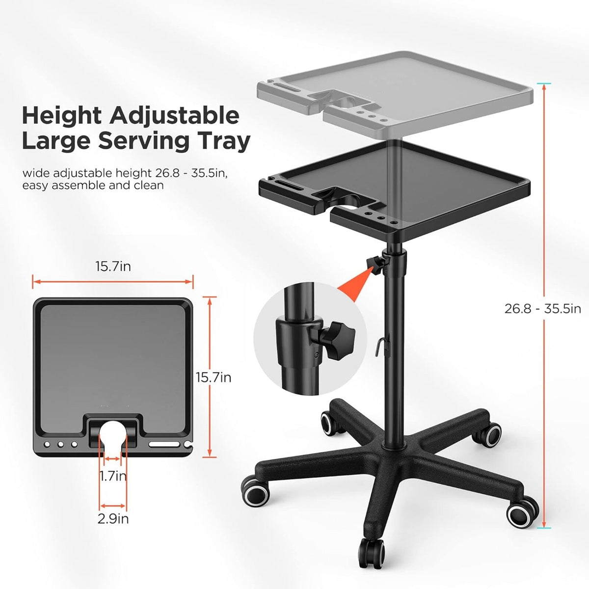Height Adjustable Salon Tray Cart for Hair Extensions & Styling