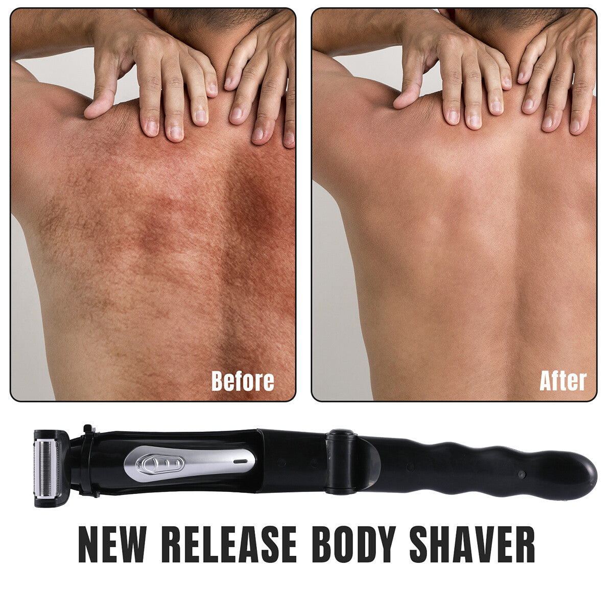 Rechargeable Electric Back Shaver for Men Long Handle Body Hair Removal Razor