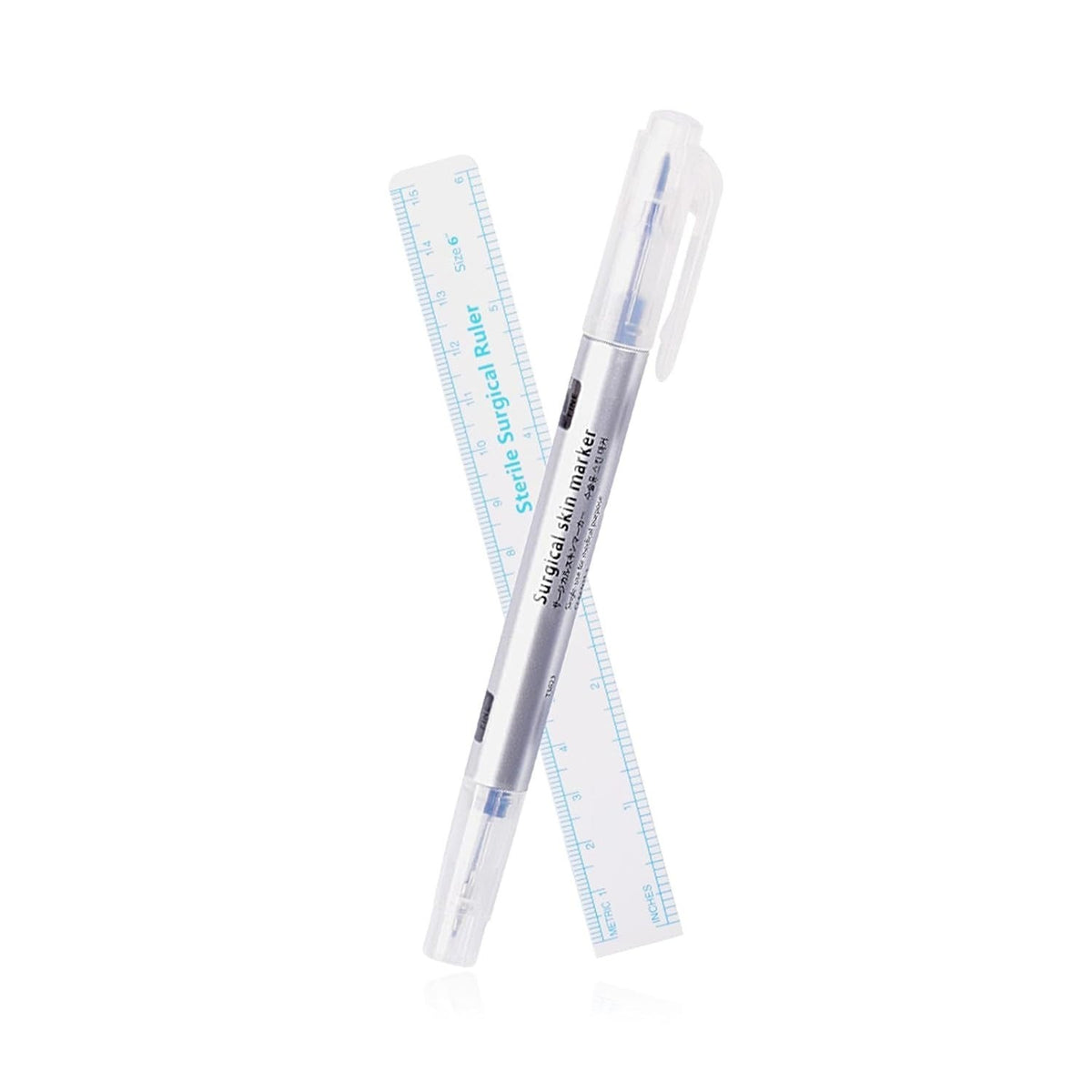 Tattoo Waterproof Double-Head Skin Positioning Marker Pen with Ruler