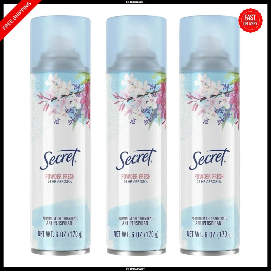 Secret Powder Fresh 24HR Aerosol Deodorant Spray for Women 6oz - Pack of 3